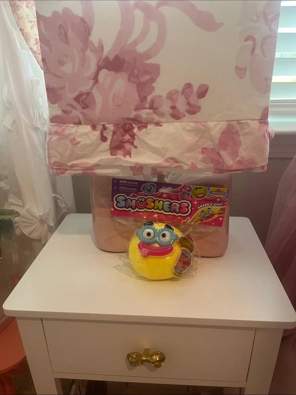 Smusher Yellow Smushers Emoji Squeeze Toy with Blue Eyes and Pink Mouth